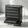 Rolling Tool Chest, 5-Drawer Lockable Tool Cabinet with 4 Wheels, Handle, Toolbox Storage Organizer for Garage, Workshop, Repair Shop, Black