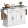 Stainless Steel Kitchen Island with Storage and Stainless Steel Top, Kitchen Trolley with Drawers, Cabinets, Towel Rack