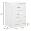 Bedside Table with 3 Drawers, Modern Wood Nightstand, Side End Table for Bedroom, White