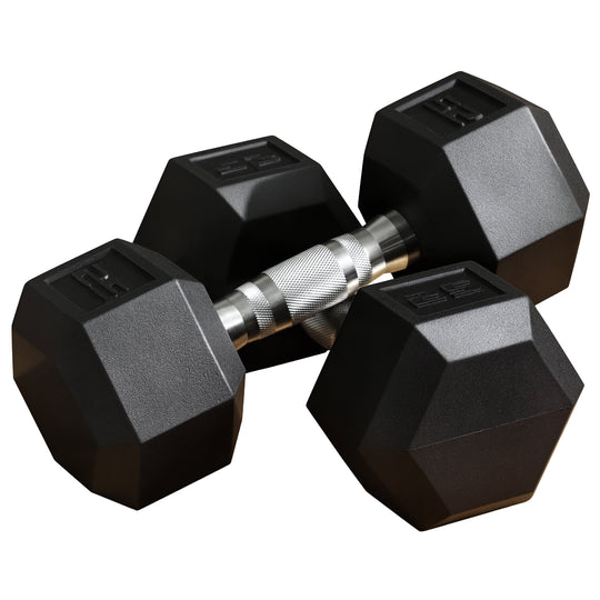 2 x 25lbs Rubber Dumbbells Weight Set, Dumbbell Hand Weight for Body Fitness Training for Home Office Gym, Black