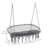 Patio Hammock Chair 2 Seat, Hanging Rope Hammock Swing Chair with Metal Frame and Cushion, Large Macrame Seat for Indoor and Outdoor 396 lbs Capacity, Dark Grey