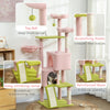 Flower Cat Tree with Sisal Scratching Posts, Multi-Level Cat Tower, Pink