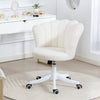 Office Chair, Armless Swivel Desk Chair with Adjustable Height, Backrest, Tilt Function for Office, Vanity, Cream White