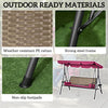 3-Seat Patio Swing Chair, Outdoor Canopy Swing Glider with Adjustable Shade, Wine Red