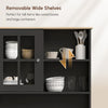 Kitchen Buffet with Hutch, Storage Pantry with 3 Cabinets, 2 Open Shelves and Large Countertop
