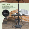 Patio Wicker Dining Table with Umbrella Hole, 34 Inch Outdoor PE Rattan Coffee Table with Plastic Board Under the Woven Table Top for Patio, Garden, Balcony, Mixed Brown