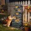 Outdoor 6-Tier Water Fountain, Waterfall Fountain with LED Lights, Resin Waterfall Feature with Pump, Grey