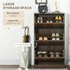 Shoe Storage Cabinet Organizer for 18 Pairs of Shoes with 3 Flip Drawers and Adjustable Shelves, Dark Walnut