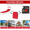 Outdoor Lounge Chair, Adjustable Folding Chaise Lounge, Tanning Chair with Sun Shade for Beach, Camping, Hiking, Backyard, Red