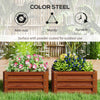2' x 2' x 1' 2-Pieces Raised Garden Bed w/ Galvanised Steel Frame for Vegetables Flowers Herbs, Dark Brown Wood Effect
