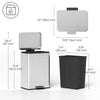 Garbage Bin, Soft-Close Trash Can with Foot Pedal, 5 Gallon (20 L) Garbage Can with Removable Inner Bucket