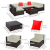 7 Pieces Patio Sofa Outdoor Wicker Sectional Patio Furniture, Dark Brown & Beige