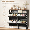 Shoe Storage Cabinet with 4 Flip Drawers, Farmhouse Narrow Shoe Cabinet, Holds Up to 24 Pairs, Black