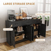 Sideboard Buffet Cabinet with Storage, Modern Coffee Bar Cabinet with 3 Drawers and Adjustable Shelves, Distressed, Black