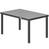 Rectangular Patio Table for 6, Outdoor Dining Table with Wood-Plastic Composite Top and Steel Frame for Garden, Grey