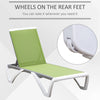 Outdoor Chaise Lounge Chair, Patio Aluminum Tanning Chair with 5-Level Adjustable Back, Portable Wheels, Breathable Mesh Fabric, for Pool, Deck, Garden
