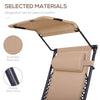 Outdoor Zero Gravity Reclining Lounger Chair with Canopy Shade, Side Tray, Cupholder, Beige