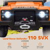 Qaba Land Rover Licensed Kids Ride on Truck with Remote Control, Spring Suspension, LED Lights, 3 Speed for Ages 3-5, Orange