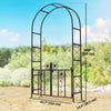 7.4 ft Garden Arch, Outdoor Trellis Arbor with Gate for Climbing Plants, Wedding Arch, Black