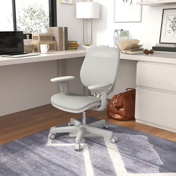 Ergonomic Office Chair, Desk Chair with Lumbar Support, Flip-up Armrest, Diamond Fabric Computer Chair for Office, Dark Grey