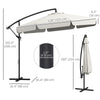 11 FT Cantilever Patio Umbrella Offset Parasol with Cross Base and 8 Ribs for Garden, Cream White