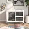 Indoor Rabbit Hutch with Wheels, Bunny Cage Guinea Pig House W/ Top Access, Ramp, Pull Out Tray, Grey