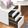 3 Drawer File Cabinet with Lock, Steel Vertical Filing Cabinet with 5 Wheels and Hanging Bar for A4/Legal/Letter, Home Office Printer Stand with Pre-Assembled Body, White