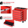 5 Drawer Roller Tool Chest, Mobile Lockable Toolbox, Storage Organizer with Handle for Workshop Mechanics Garage, Red