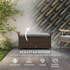 2-In-1 Outdoor PE Rattan Storage Bench, 29 Gallon Patio Wicker Furniture, Basket Box with Handles and Cushion Dark Grey