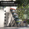 5-Tier Raised Garden Bed Plant Stand Flower Pots with Leaking Holes Grey