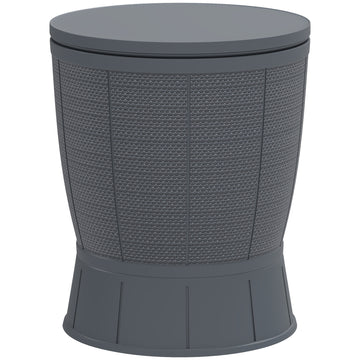11 Gallon Patio Cooler Side Table, Outdoor Cooler Bar Table with Height Adjustable Top, Drainage Plug, Grey