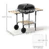 Charcoal BBQ Grill, BBQ Grill with 1840 cm² Cooking Area, 3 Shelves, Adjustable Vent, Lockable Lid, Wheels, Black