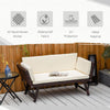 Convertible Rattan Sofa Bed Chaise Lounge Wicker Loveseat Armchair Double Seat with Cushion All Weather Patio Furniture Brown