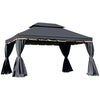 13' x 10' Patio Gazebo Canopy with 2-Tier Polyester Roof, Vented Mesh Sidewall & Strong Aluminum Frame