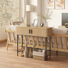 Mid-Century Entryway Table, Narrow Console Table with Storage Compartments for Behind Couch, Living Room, Oak and Black