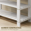 Bamboo Shoe Storage Bench, 3-Tier Entryway Bench with 2 Storage Shelves for Hallway, Holds 6 Pairs, White