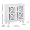 Storage Cabinet with Fretwork Doors and Shelf, Modern Freestanding Sideboard, Buffet, White