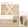 4.7' 3 Panel Wooden Room Divider with Pegboard Display, Folding Privacy Screen for Home Office, Natural