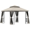 10'x10' Soft-top Patio Gazebo with Double Tier Roof, Mesh Curtains, Display Shelves, Top Hooks