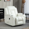 Swivel Massage Recliner Chair Rocker, Overstuffed Manual Reclining Sofa, PU Leather Rocking Chair with Side Pockets, Cup Holders, for Living Room, Nursery, Cream White