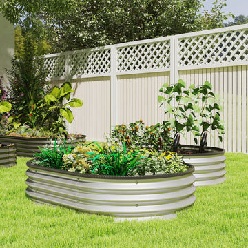 2Pcs Galvanized Raised Garden Bed, 4 x 3 x 1 ft Modular Metal Garden Beds with Rubber Strip Edging, Silver