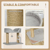 Cat Tower Condo for Indoor Cats, Small Cat Tree with Jute Scratching Posts, Top Perch, Dangling Balls, Light Grey