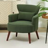 Modern Accent Chair, Upholstered Armchair with Solid Wood Legs and Lumbar Pillow for Living Room, Grey