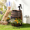 Wooden Outdoor Fountain, Electrical Barrel Waterfall with 3600r/min Speed Pump for Patio, Backyard, Carbonized