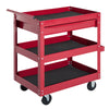 3-Tier Rolling Tool Cart with Drawer and Side Box, 132 LBS Capacity Steel Utility Cart, Mobile Service Tool Organizer for Garage, Warehouse, Workshop, Red