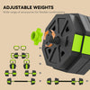 Soozier 6-in-1 Adjustable Dumbbell Set, Used as Kettlebell, Barbell, Dumbbell, Push-Up Stand, 66lbs Free Weights Set, Green