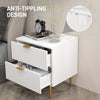 Bedside Table, Modern Nightstand with 2 Drawers, Side End Table with Metal Legs for Living Room, Bedroom