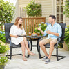 C Spring Motion Patio Chairs Set of 2 with Curved High Backrest, Armrest, All Weather Breathable Fabric, Metal Frame, Black