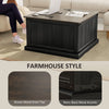 Lift Top Coffee Table with Charging Station, Square Farmhouse Center Table with Hidden Storage, White Wood Grain