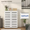 Shoe Storage Cabinet, Shoe Cabinet with 2 Slatted Doors for 15 Pairs of Shoes, White